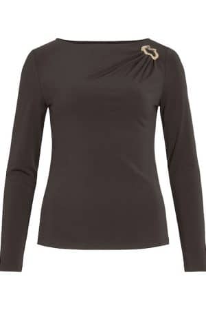 VIJUSTINE BOATNECK L/S TOP COFFEE BEAN