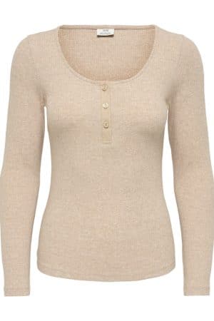 JDYRENO L/S PLACKET TOP JRS OATMEAL/MELANGE
