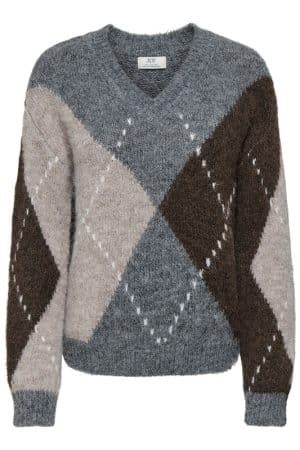 JDYZOEY L/S VN ARGYLE PULLOVER MEDIUM GREY MELANGE