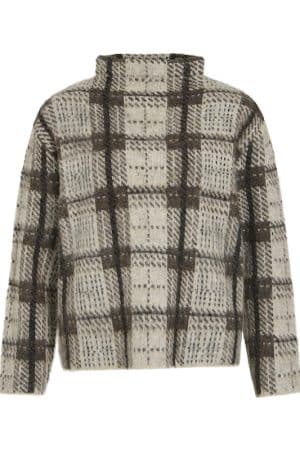 VIARGOT HIGH NECK KNIT TOP FEATHER GRAY